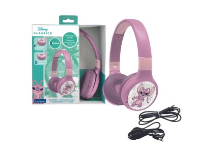 Lexibook 2v1 bluetooth skládací sluchátka Stitch Angel s limitem hlasitosti