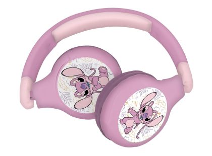 Lexibook 2v1 bluetooth skládací sluchátka Stitch Angel s limitem hlasitosti