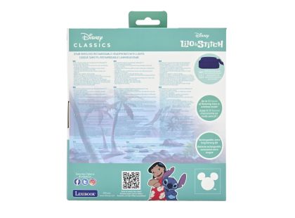 Lexibook 3D bezdrátová sluchátka Stitch se světelnými efekty a limitem hlasitosti