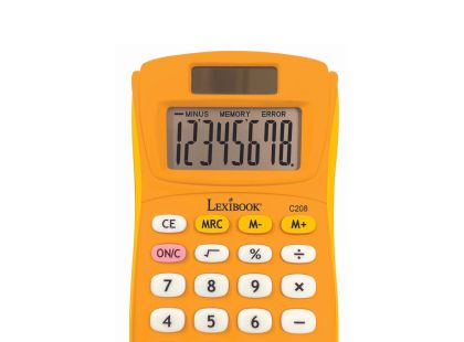 Lexibook 8místná kapesní kalkulačka s gumovým povrchem žlutá