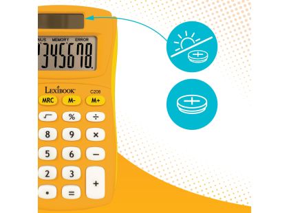 Lexibook 8místná kapesní kalkulačka s gumovým povrchem žlutá