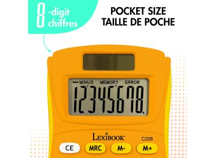 Lexibook 8místná kapesní kalkulačka s gumovým povrchem žlutá