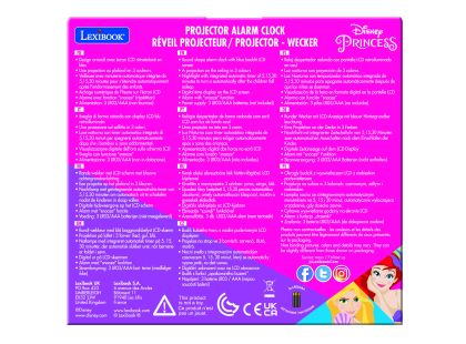 Lexibook Budík Disney princezny se stropním projektorem