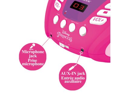 Lexibook CD přehrávač Disney princezny s bluetooth a světelnými efekty