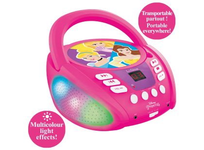 Lexibook CD přehrávač Disney princezny s bluetooth a světelnými efekty