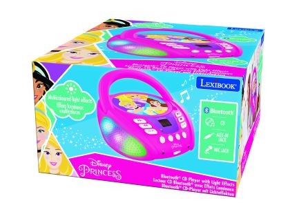 Lexibook CD přehrávač Disney princezny s bluetooth a světelnými efekty