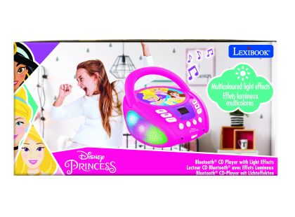 Lexibook CD přehrávač Disney princezny s bluetooth a světelnými efekty