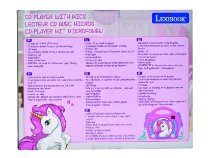 Lexibook CD přehrávač Jednorožec se 2 mikrofony