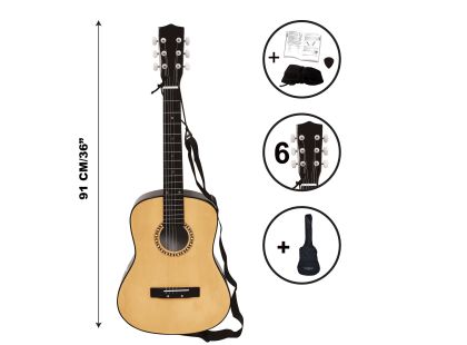 Lexibook Dřevěná akustická kytara 91 cm s taškou