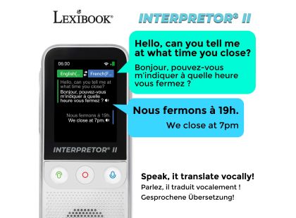 Lexibook Hlasový překladač do 137 jazyků s umělou inteligencí a kamerou