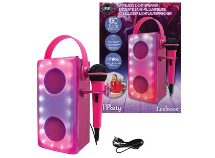 Lexibook iParty bluetooth reproduktor růžový s mikrofonem a světelnými efekty