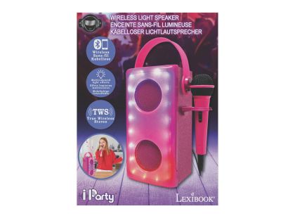 Lexibook iParty bluetooth reproduktor růžový s mikrofonem a světelnými efekty