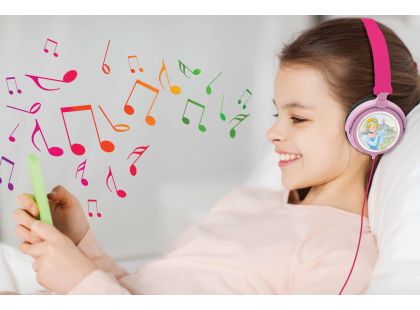 Lexibook Skládací drátová sluchátka Disney princezny s limitem hlasitosti