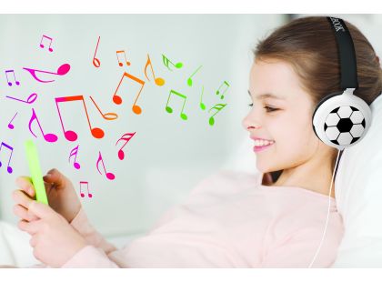 Lexibook Skládací drátová sluchátka Fotbal s limitem hlasitosti