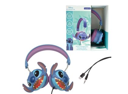 Lexibook Skládací drátová sluchátka Stitch s limitem hlasitosti