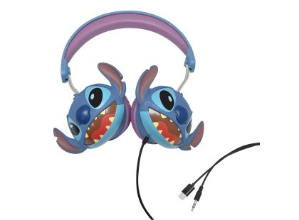 Lexibook Skládací drátová sluchátka Stitch s limitem hlasitosti