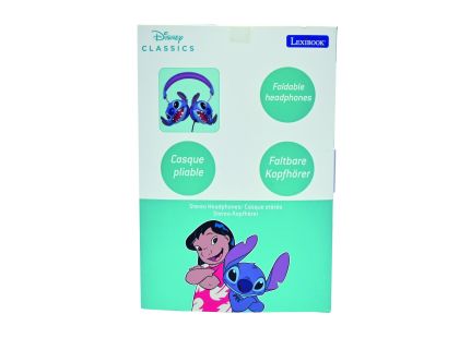 Lexibook Skládací drátová sluchátka Stitch s limitem hlasitosti