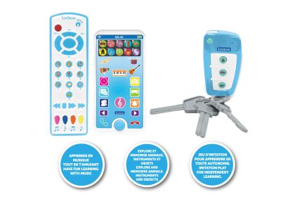Lexibook Vzdělávací mobilní telefon, dálkové ovládání a klíčenka