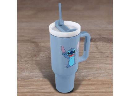 Lilo a Stitch cestovný hrnek s brčkem modrý
