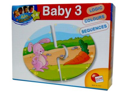 Lisciani Giochi Baby Genius Baby skládačka 3v1 - Co zvířátka jedí?