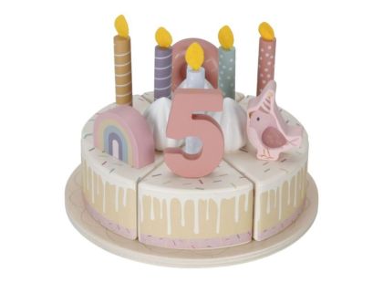 Little Dutch Narozeninový dort 26 dílů dřevěný Pink
