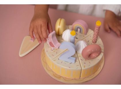 Little Dutch Narozeninový dort 26 dílů dřevěný Pink