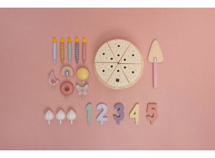 Little Dutch Narozeninový dort 26 dílů dřevěný Pink