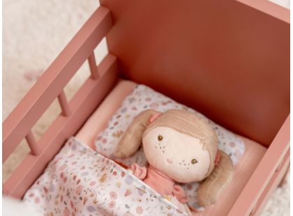 Little Dutch Postýlka pro panenky dřevěná s peřinkou Květiny a motýli