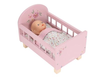 Little Dutch Postýlka pro panenky dřevěná s peřinkou Pink