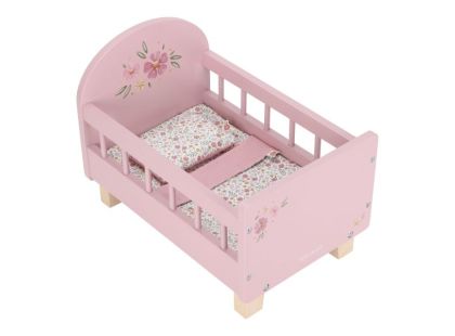 Little Dutch Postýlka pro panenky dřevěná s peřinkou Pink