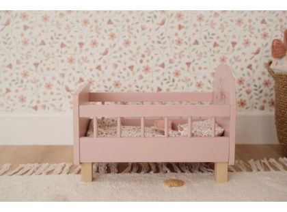 Little Dutch Postýlka pro panenky dřevěná s peřinkou Pink