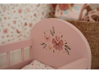 Little Dutch Postýlka pro panenky dřevěná s peřinkou Pink