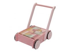 Little Dutch Vozíček s kostkami dřevěný Pink Flowers