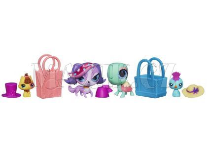 Littlest Pet Shop 4 zvířátka s doplňky v přenosném balení - A1353 Shopping Sweeties