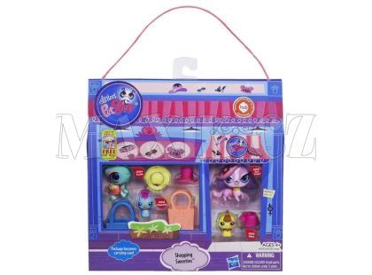 Littlest Pet Shop 4 zvířátka s doplňky v přenosném balení - A1353 Shopping Sweeties