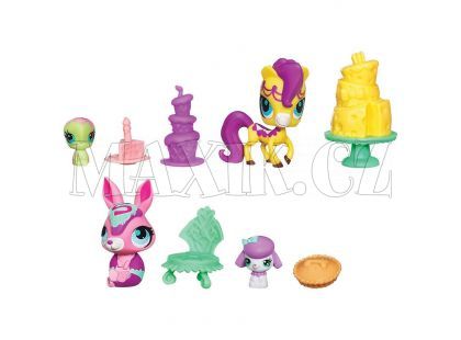 Littlest Pet Shop 4 zvířátka s doplňky v přenosném balení - A1354 Sweet Delights