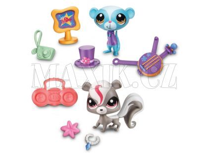 Littlest Pet Shop 4 zvířátka s doplňky v přenosném balení - Showtime Friends