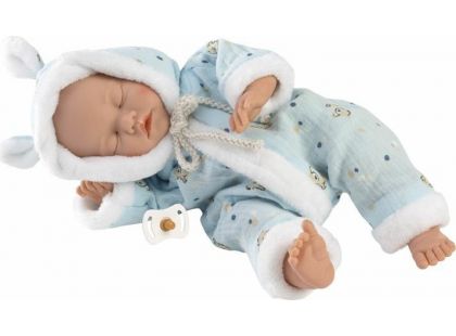 Llorens 63301 Little baby spící realistická panenka miminko s měkkým látkovým tělem 32 cm