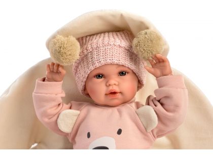 Llorens 63644 New Born realistická panenka miminko se zvuky a měkkým látkový tělem 36 cm
