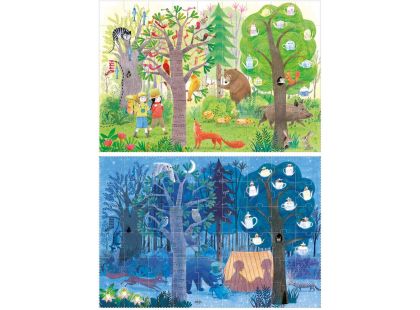 Londji Puzzle oboustranné Den a noc v lese 2 x 50 dílků