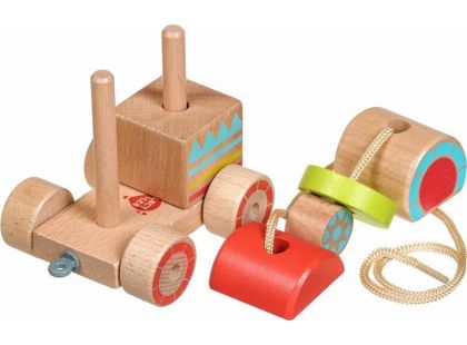 Lucy & Leo 157 Dřevěná tahací mašinka skládačka 6 dílů - Poškozený obal
