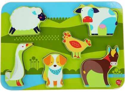Lucy & Leo 226 Zvířátka na farmě dřevěné vkládací puzzle 7 dílů