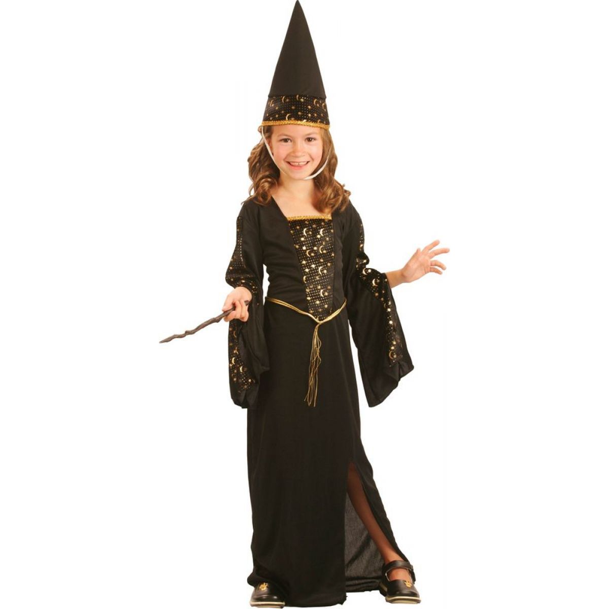 Made Dětský kostým Čarodějka černo-zlatá 110-120cm