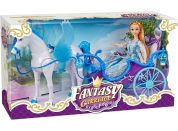 Magický kočár modrý s Pegasem a panenkou - světlo, zvuk