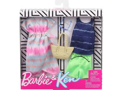 Mattel Barbie dvoudílný set oblečků pro Barbie a Kena batikované 71