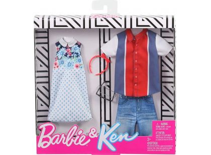 Mattel Barbie dvoudílný set oblečků pro Barbie a Kena červeno-modrá košile 69