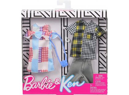 Mattel Barbie dvoudílný set oblečků pro Barbie a Kena kostkované 72