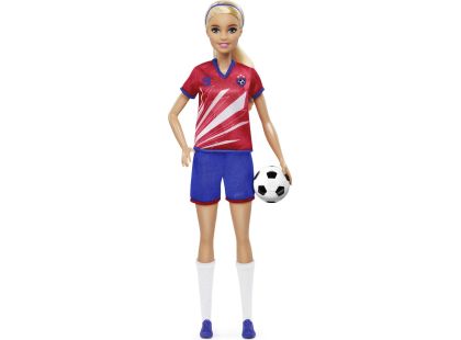 Mattel Barbie fotbalová panenka - Barbie v červeném dresu - Poškozený obal