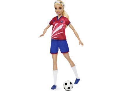 Mattel Barbie fotbalová panenka - Barbie v červeném dresu - Poškozený obal
