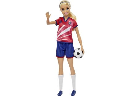 Mattel Barbie fotbalová panenka - Barbie v červeném dresu - Poškozený obal